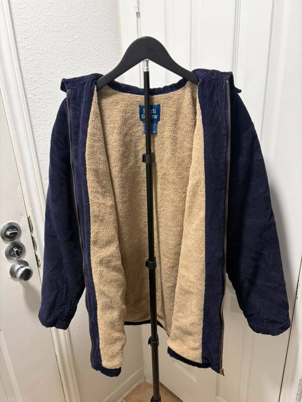 High Sierra Men's Blue Corduroy Sherpa-Lined Zip Jacket Size M
